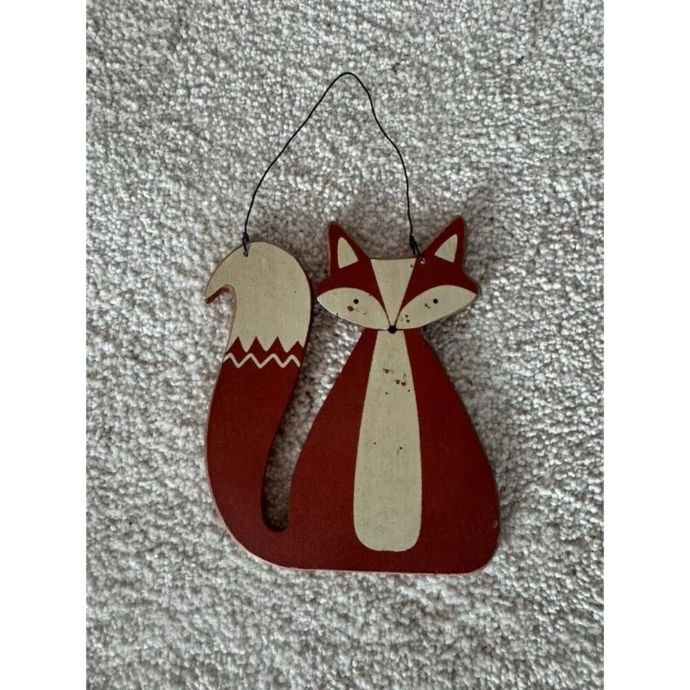 Small Rustic Wooden Fox Hanging Decor Woodland Cottage Wall Art